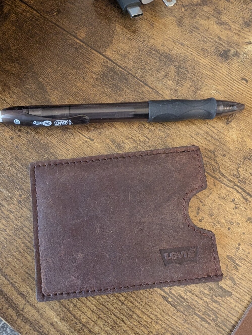 Levi's Dark Brown Leather Slim Card Holder